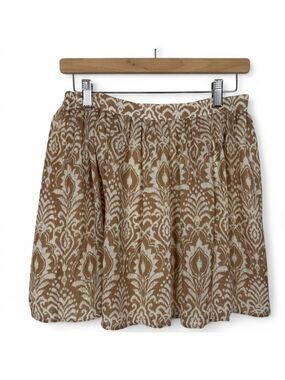 Dynamite Pleated Damask Mini Skirt Womens Medium White Tan Lined